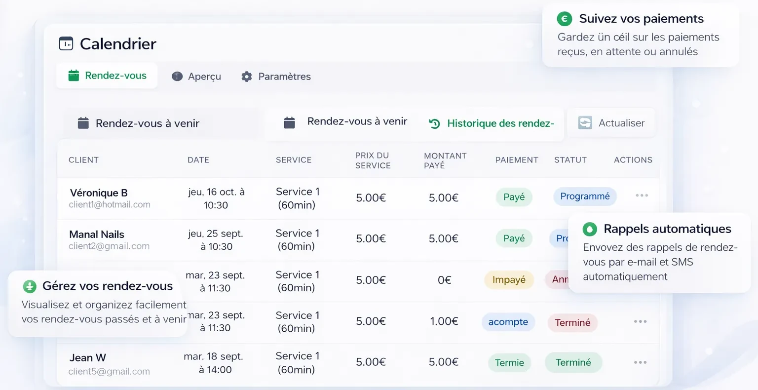 RezaPay logiciel de réservation : encaissement automatique